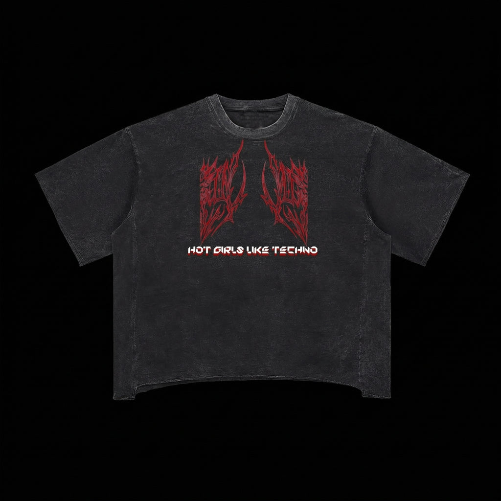 Rave Sigil - Raw Edge Snow Washed Boxy T-Shirt