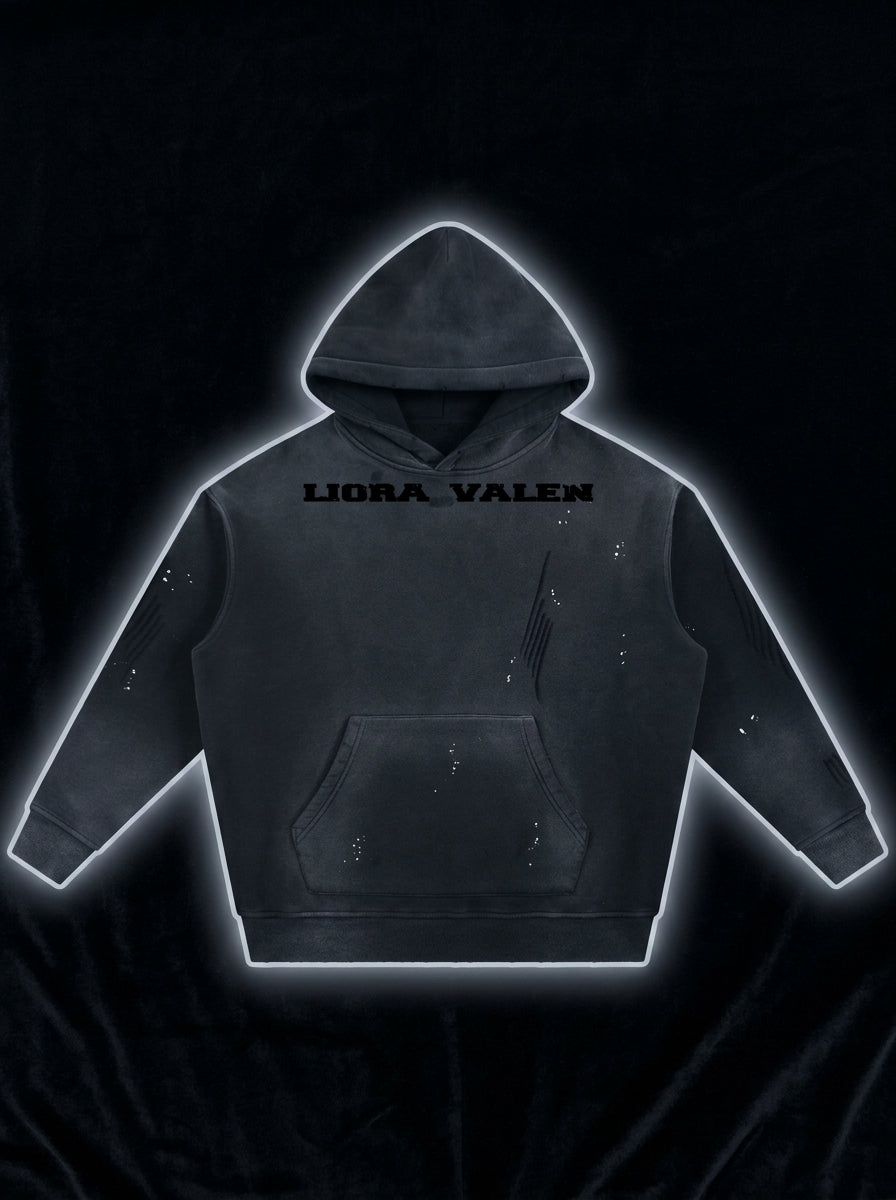 Vintage Washed Frayed Fleece Hoodie