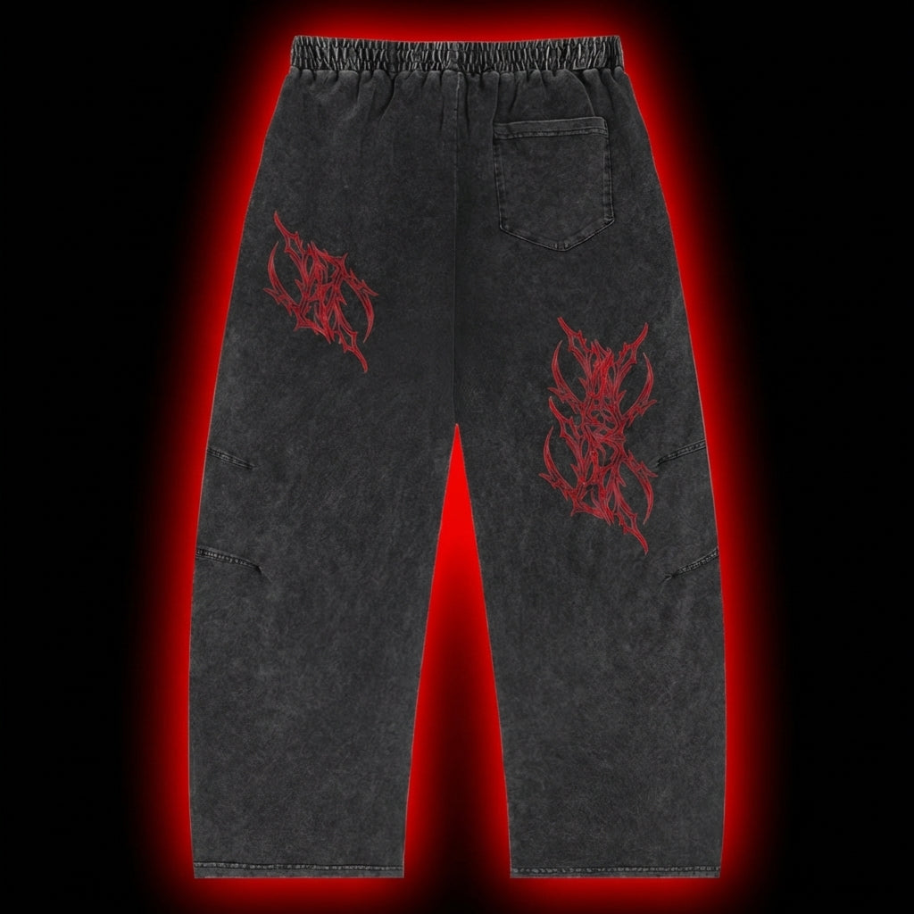 Snow Wash Drawstring Cotton Pants