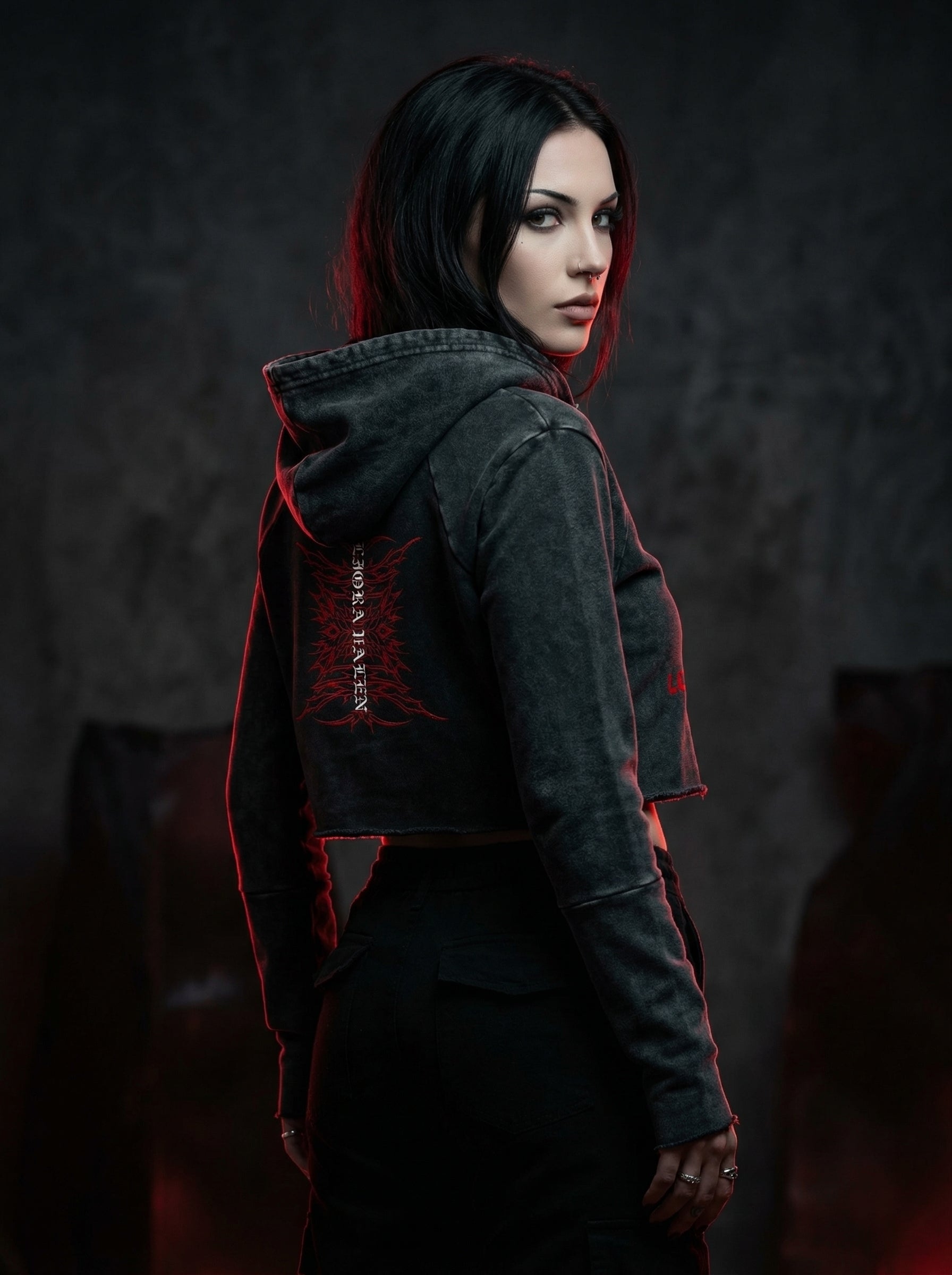 Obsidian Cut Crop Hoodie