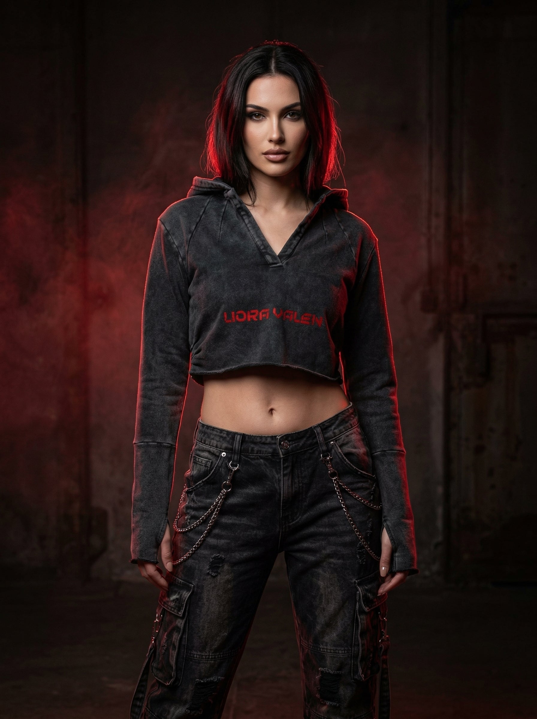 Obsidian Cut Crop Hoodie