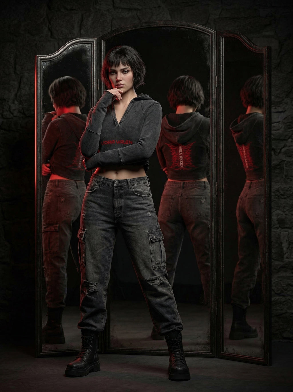 Obsidian Cut Crop Hoodie