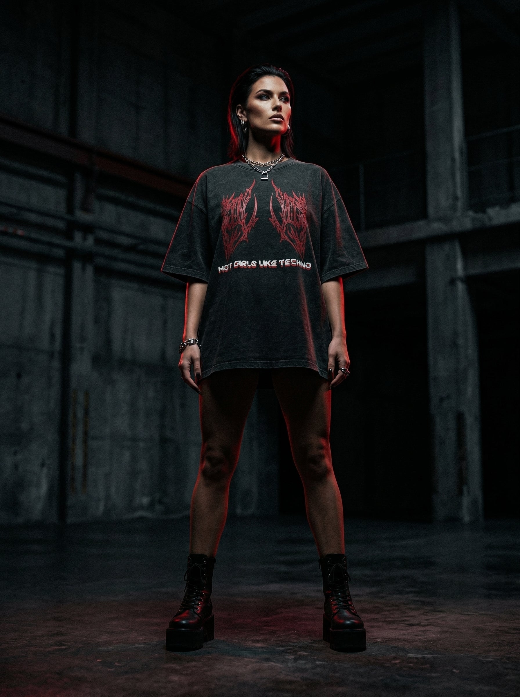 Rave Sigil - Raw Edge Snow Washed Boxy T-Shirt