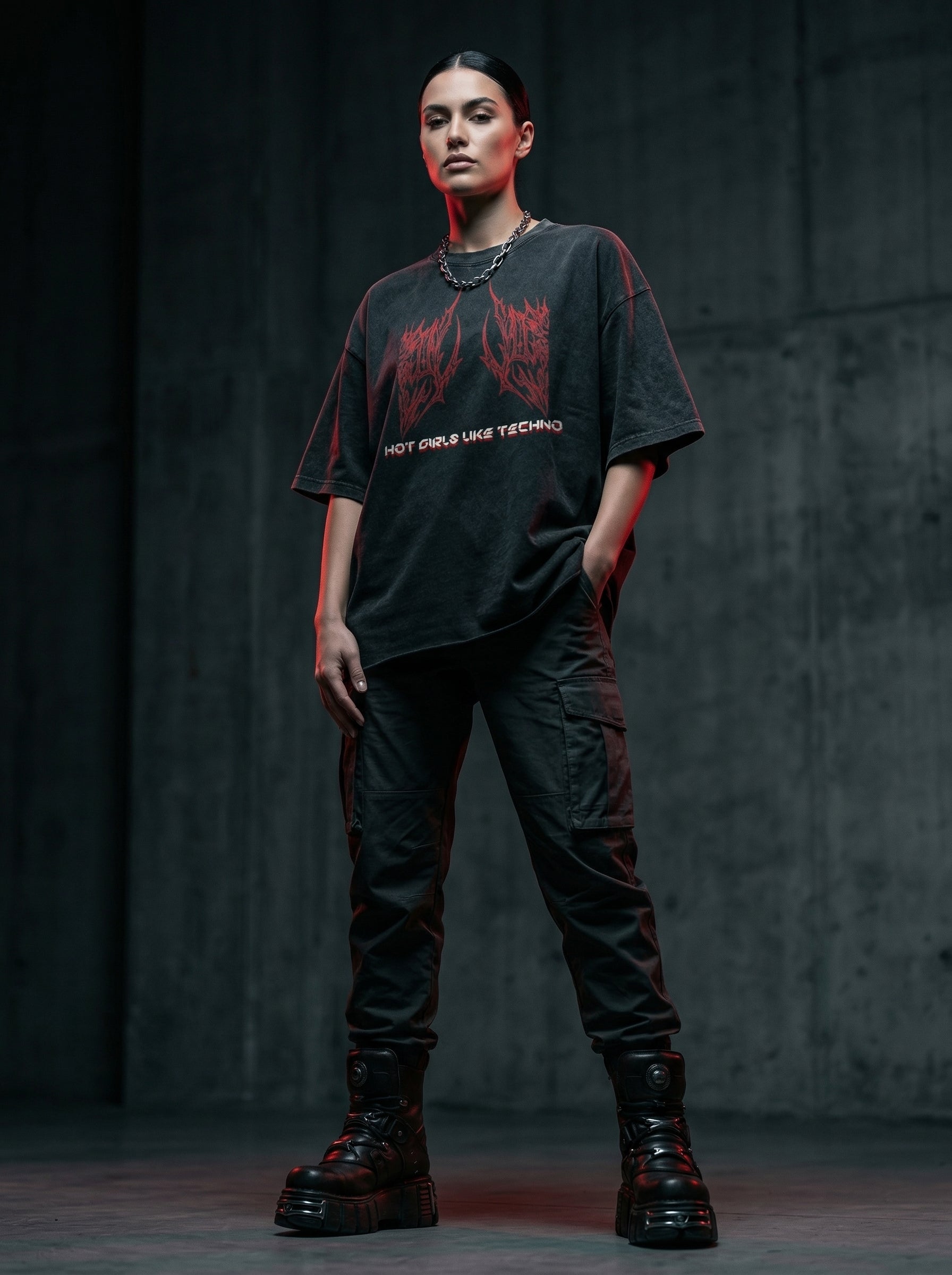 Rave Sigil - Raw Edge Snow Washed Boxy T-Shirt